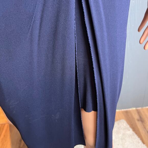 Helmut Lang Navy Blue Asymmetrical Knit Dress Petite Wrap Helix Jersey Knot - Picture 5 of 8